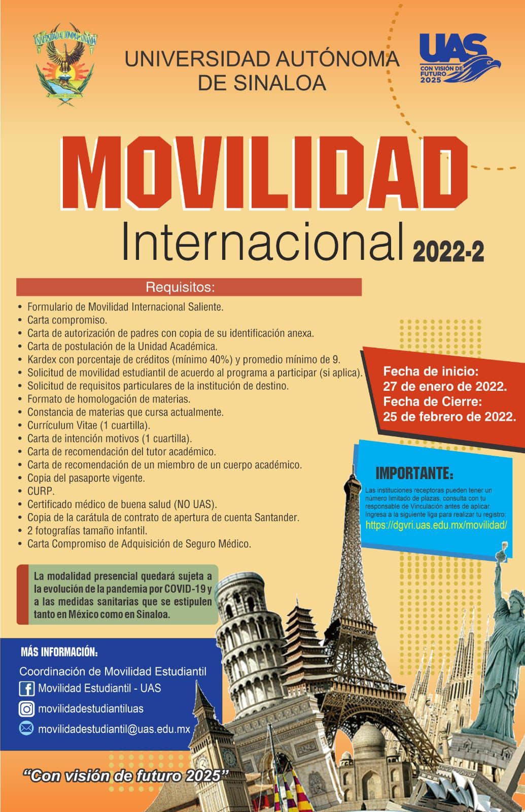 Convocatoria de movilidad internacional 2022