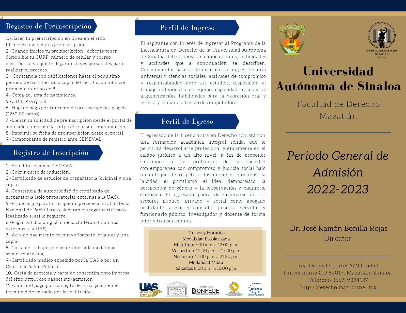 Página uno del tríptico sobre el proceso de preinscripción